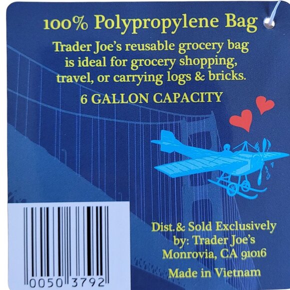 Trader Joe's San Francisco **Reusable Tote Bag** 6-Gallon NWT - Picture 5 of 8
